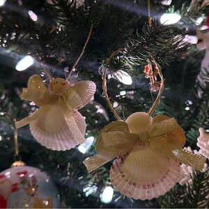 🐚Handmade Set Of Two Angel Seashell Ornaments🐚